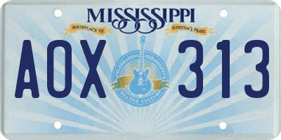 MS license plate AOX313