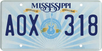 MS license plate AOX318