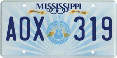 MS license plate AOX319