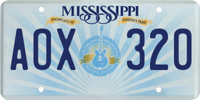 MS license plate AOX320