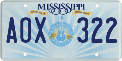 MS license plate AOX322