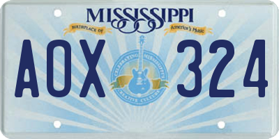 MS license plate AOX324