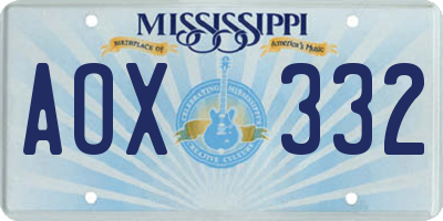 MS license plate AOX332