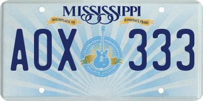 MS license plate AOX333