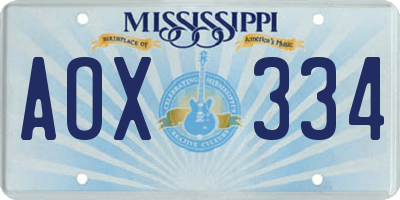 MS license plate AOX334