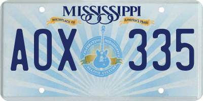 MS license plate AOX335