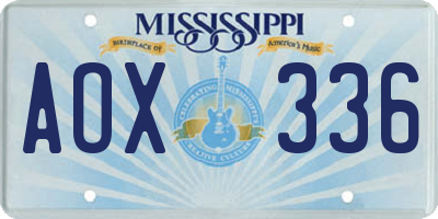 MS license plate AOX336