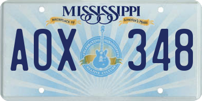 MS license plate AOX348