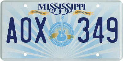 MS license plate AOX349