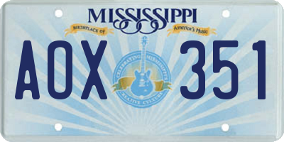 MS license plate AOX351