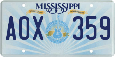 MS license plate AOX359