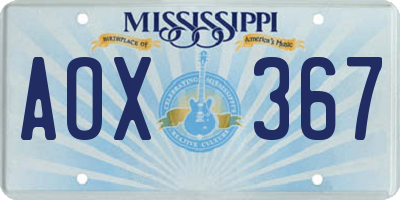 MS license plate AOX367