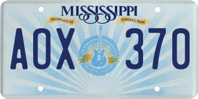 MS license plate AOX370