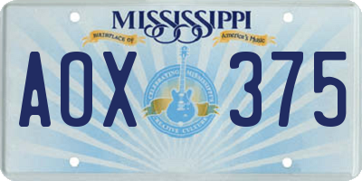 MS license plate AOX375