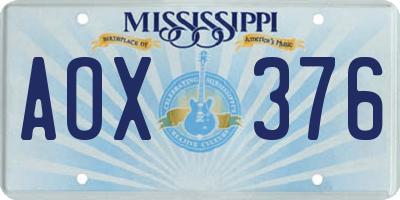 MS license plate AOX376