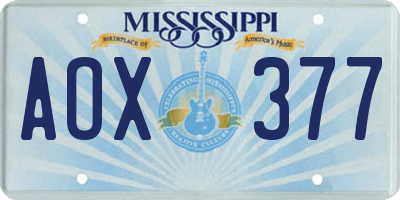 MS license plate AOX377