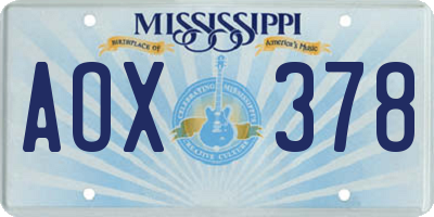 MS license plate AOX378