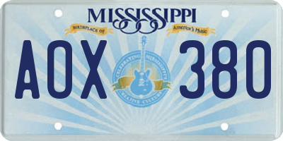 MS license plate AOX380