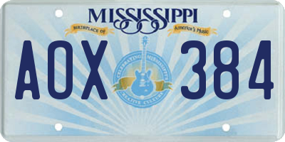 MS license plate AOX384