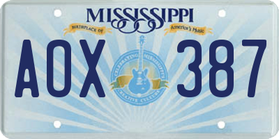 MS license plate AOX387