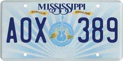 MS license plate AOX389