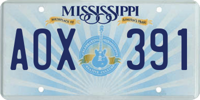 MS license plate AOX391