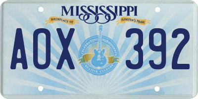 MS license plate AOX392