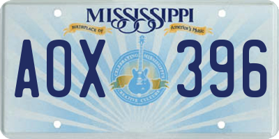 MS license plate AOX396
