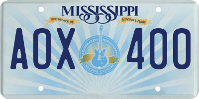MS license plate AOX400