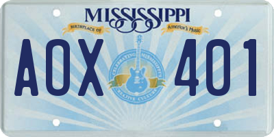 MS license plate AOX401