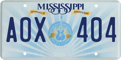 MS license plate AOX404
