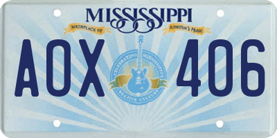 MS license plate AOX406