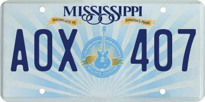 MS license plate AOX407