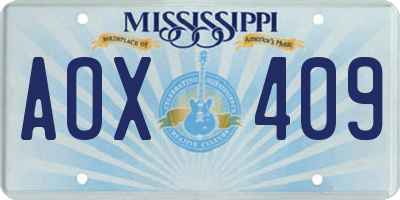 MS license plate AOX409