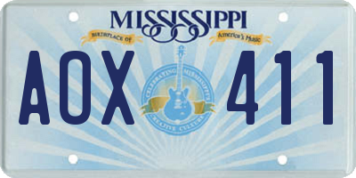 MS license plate AOX411