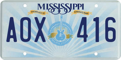 MS license plate AOX416