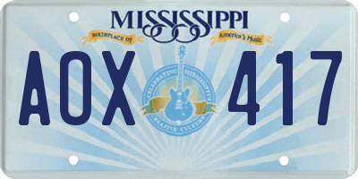 MS license plate AOX417