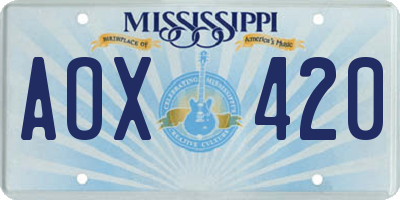 MS license plate AOX420