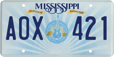MS license plate AOX421