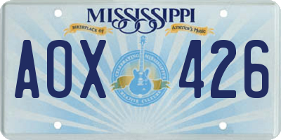 MS license plate AOX426