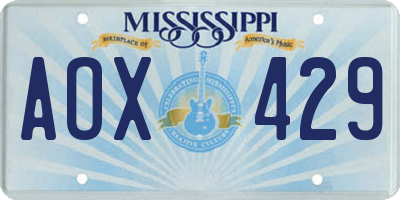MS license plate AOX429