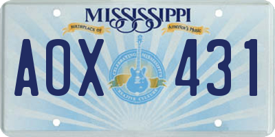 MS license plate AOX431