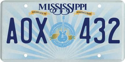 MS license plate AOX432