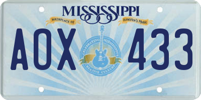 MS license plate AOX433