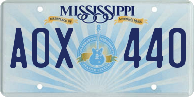 MS license plate AOX440