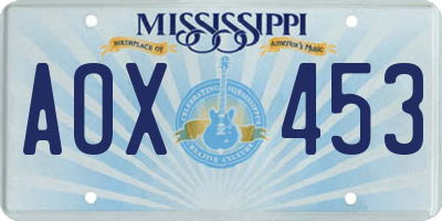 MS license plate AOX453