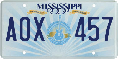 MS license plate AOX457