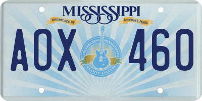 MS license plate AOX460