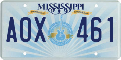 MS license plate AOX461