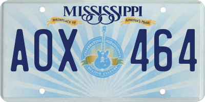 MS license plate AOX464